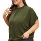 Moss Green Plus Size Swiss Dot Mock Neck Tied Nape Top