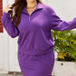 Wisteria Collar Half Zip Pullover Mini Skirt Plus Size 2pcs Set
