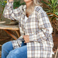 White Plaid Print Tunic Plus Size Shacket with Slits