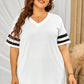 Plus Size Striped V-Neck Tee Shirt