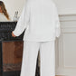 White Textured Raw Seam Plus Size Pullover Top and Drawstring Pants Set