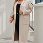 Plus Size Collared Neck Buttoned Longline Coat