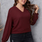 Honey Melo Apparel Plus Size V-Neck Dropped Shoulder Blouse