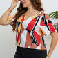 Plus Size Cutout Short Sleeve Blouse