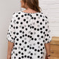 Plus Size Polka Dot Round Neck Half Sleeve Blouse