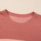 Rose Pink Plus Size Ribbed Colorblock T-shirt