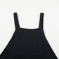 Black Solid Buttoned Straps Plus Size Overall Dress