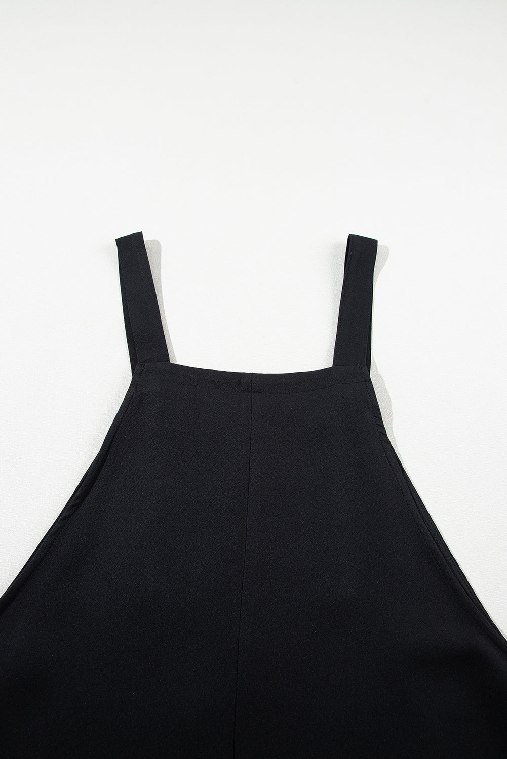 Black Solid Buttoned Straps Plus Size Overall Dress