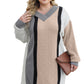 Apricot Mixed Boucl Color Block Plus Size Sweater Dress