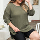 Moss Green Plus Size Textured Knit Long Sleeve Top