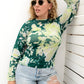 Plus Size Printed Round Neck Long Sleeve Blouse