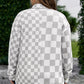 Khaki Plus Size Checkered Buttoned Down Casual Western Jacket