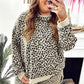 Khaki Plus Size Leopard Loose Pullover Casual Shorts 2pcs Outfit