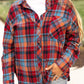 Red Plus Size Plaid Print Buttoned Shirt