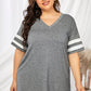 Plus Size Striped V-Neck Tee Shirt