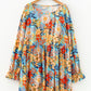 Blue Plus Size Floral Ruffled Long Sleeve Flowy Mini Dress