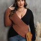 Plus Size Two-Tone Surplice Neck Sweater