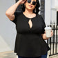 Plus Size Cutout Short Sleeve Blouse