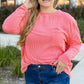 Peach Blossom Plus Size Ribbed Textured Long Sleeve T Shirt