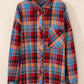 Red Plus Size Plaid Print Buttoned Shirt