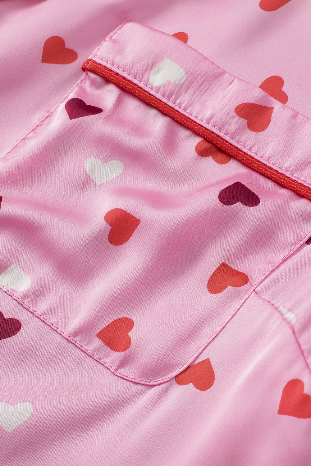 Pink Valentine Heart Shape Print Plus Size Sleepwear