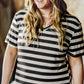 Black Plus Size Striped Print Long T-shirt Dress