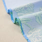 Sky Blue Plus Periwinkle Floral Printed Short Sleeve Striped Trim Split Neck Mini Dress