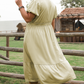 Laurel Green Notched V Neck Puff Sleeve Tiered Plus Size Maxi Dress