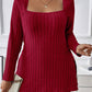 Plus Size Square Neck Long Sleeve Top