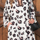 Khaki Leopard Print Contrast V Neck Plus Size Shift Mini Dress