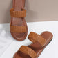 Chestnut Braided Double Band Leathered Flat Slippers