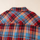 Red Plus Size Plaid Print Buttoned Shirt