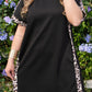 Black Plus Size Leopard Print Patchwork Shift T Shirt Dress with Pockets