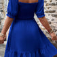 Plus Size Smocked Square Neck Short Sleeve Dress