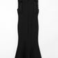 Black Plus Size Surplice V Neck Fringe Formal Maxi Dress