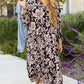 Black Plus Size Floral Printed Puff Sleeve Collared Maxi Dress