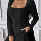 Plus Size Square Neck Long Sleeve Top