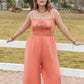 Plus Size Lace Detail Spaghetti Strap Wide Leg Jumpsuit