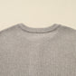 Simply Taupe Plus Size Ribbed Knit Kangaroo Pocket Henley Long Sleeve Top