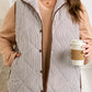 Brown Stripe Quilted Wavy Hem Snap Button Plus Size Vest