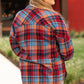 Red Plus Size Plaid Print Buttoned Shirt