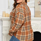 Brown Plaid Print Flap Pocket Buttoned Plus Size Shacket