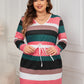 Honey Plus Size Striped V-Neck Long Sleeve Mini Dress