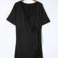 Black Wrap Ruched Short Sleeves Plus Size Mini Dress