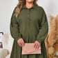 Four Leaf Clover Plus Size Collar Half Button Long Sleeve Ruffle Hem Mini Dress