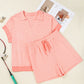 Orange Stripe Loose Polo T Shirt and Shorts Plus Size 2pcs Outfit