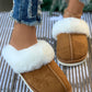 Camel Plush Suede Winter Home Slippers