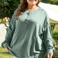 Seagrass Plus Size Exposed Seam Drop Shoulder Henley Top