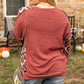 Redwood Burl Aztec Patchwork Drop Shoulder Plus Size High Low Sweatshirt