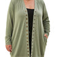 Green Plus Size Snap Buttons Front Knit Cardigan